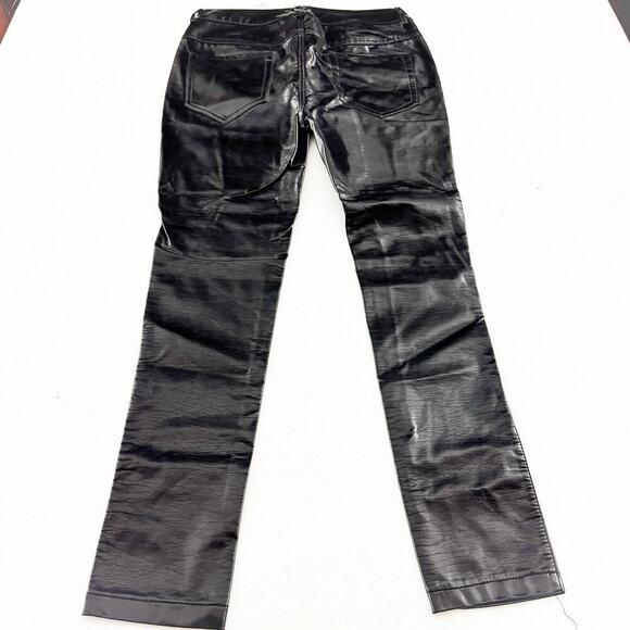 Zara Black Skinny Pants Patent Leather Metallic Denim Pants Size 31 - Picture 3 of 8